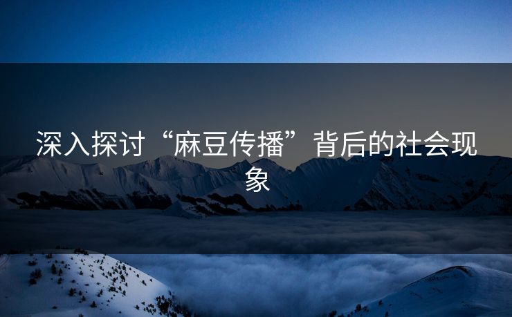 深入探讨“麻豆传播”背后的社会现象