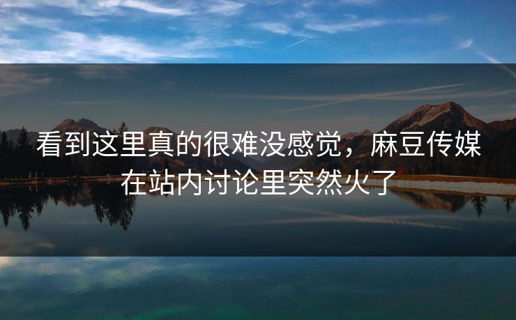 看到这里真的很难没感觉，麻豆传媒在站内讨论里突然火了