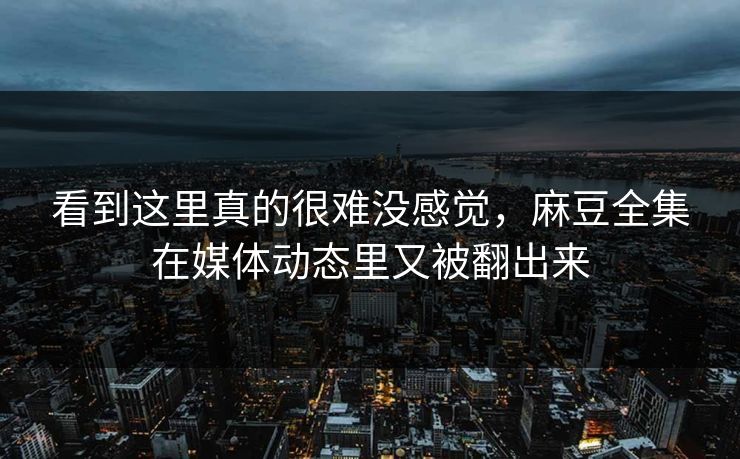 看到这里真的很难没感觉，麻豆全集在媒体动态里又被翻出来