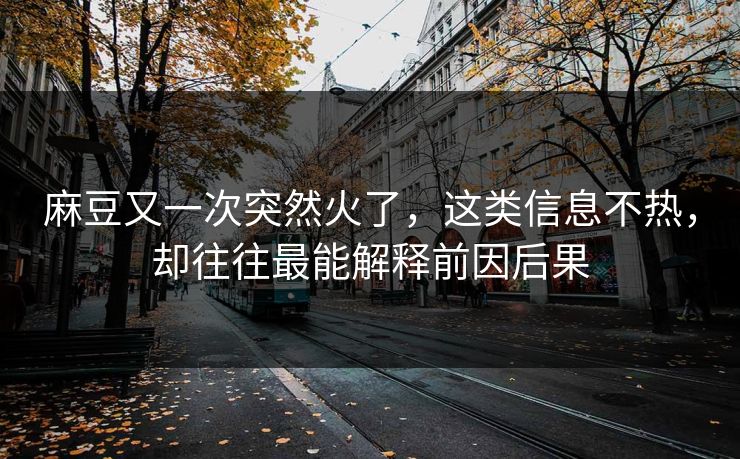 麻豆又一次突然火了，这类信息不热，却往往最能解释前因后果
