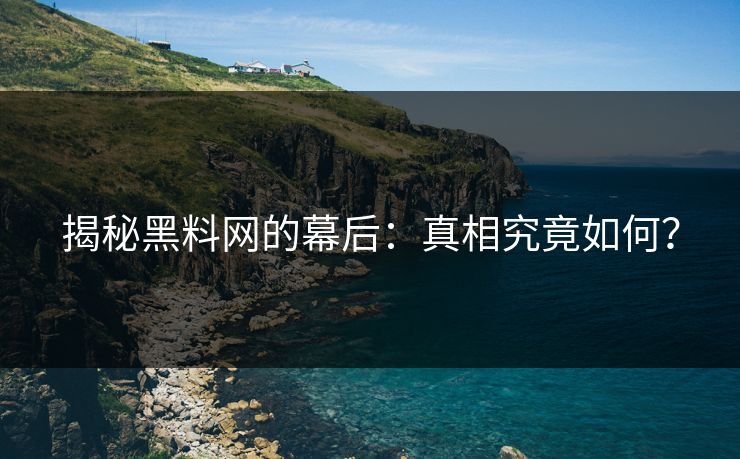 揭秘黑料网的幕后：真相究竟如何？