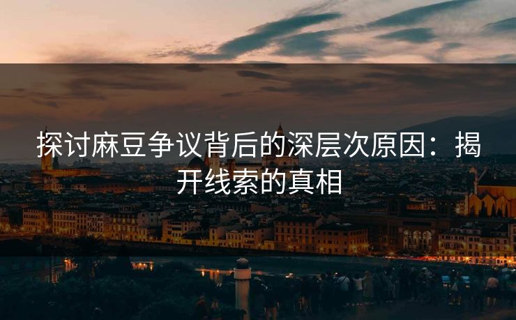 探讨麻豆争议背后的深层次原因：揭开线索的真相