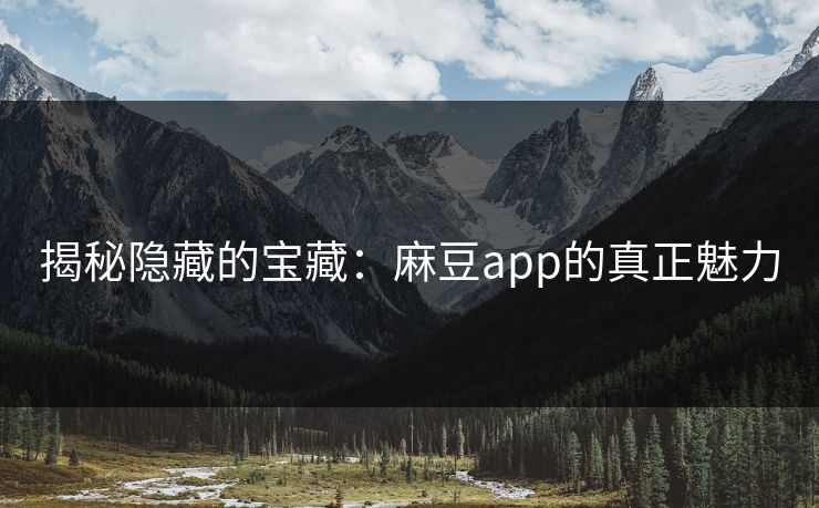 揭秘隐藏的宝藏：麻豆app的真正魅力