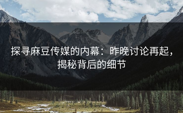 探寻麻豆传媒的内幕：昨晚讨论再起，揭秘背后的细节