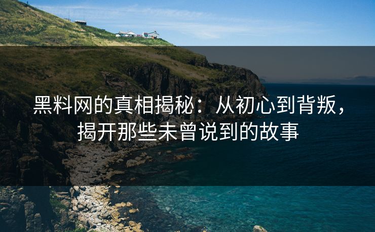 黑料网的真相揭秘：从初心到背叛，揭开那些未曾说到的故事