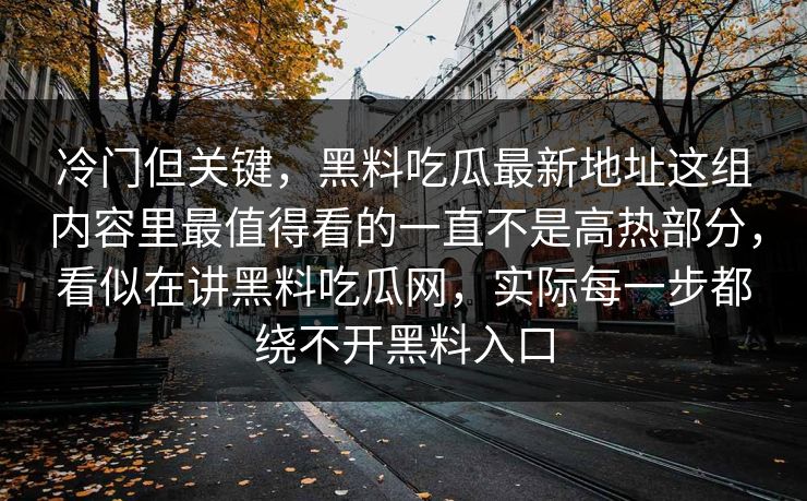 冷门但关键，黑料吃瓜最新地址这组内容里最值得看的一直不是高热部分，看似在讲黑料吃瓜网，实际每一步都绕不开黑料入口