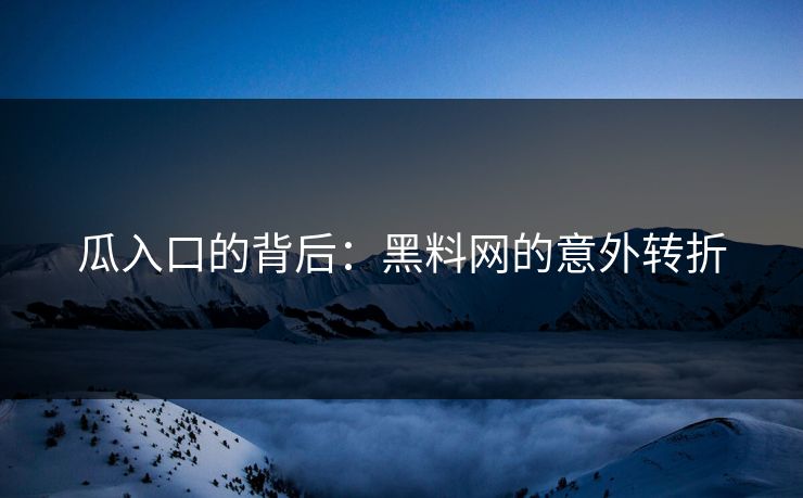 瓜入口的背后：黑料网的意外转折