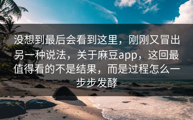 没想到最后会看到这里，刚刚又冒出另一种说法，关于麻豆app，这回最值得看的不是结果，而是过程怎么一步步发酵