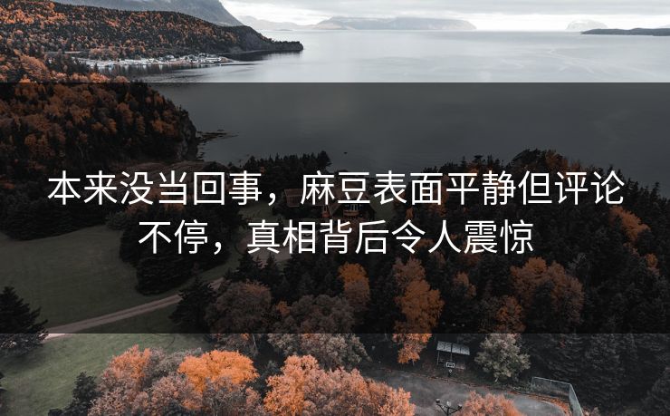 本来没当回事，麻豆表面平静但评论不停，真相背后令人震惊