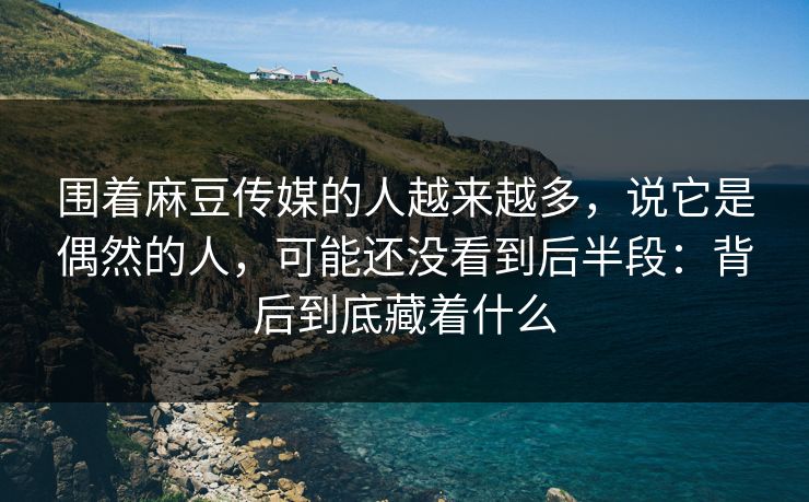 围着麻豆传媒的人越来越多，说它是偶然的人，可能还没看到后半段：背后到底藏着什么