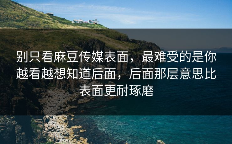 别只看麻豆传媒表面，最难受的是你越看越想知道后面，后面那层意思比表面更耐琢磨