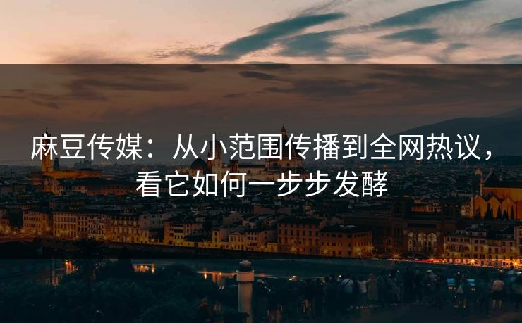 麻豆传媒：从小范围传播到全网热议，看它如何一步步发酵